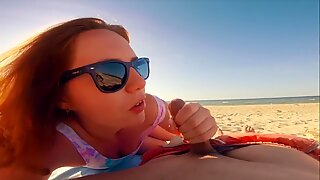 Jism på Min nese & solbriller! risky amatør rødhåret offentlig strand rask blåsing
