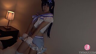 Hentai szerepjáték "_cum with me"_ japán idol cosplayer gets krémes süti in kutyapóz - intro